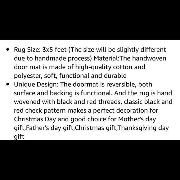 Appx 3’ X 5’ Buffalo plaid (farmhouse style) red and black rug excellent quality - Picture 9 of 9